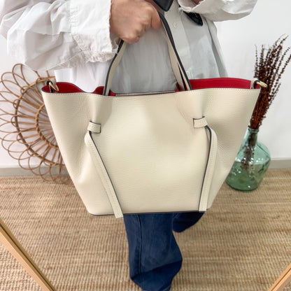 Bolso piel lazos beige