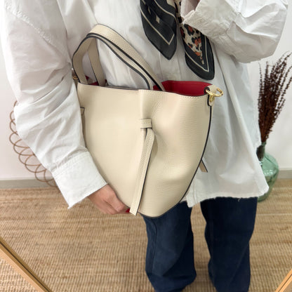 Bolso piel lazos beige