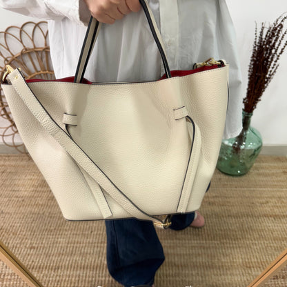 Bolso piel lazos beige