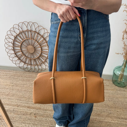 Bolso bowling de piel camel