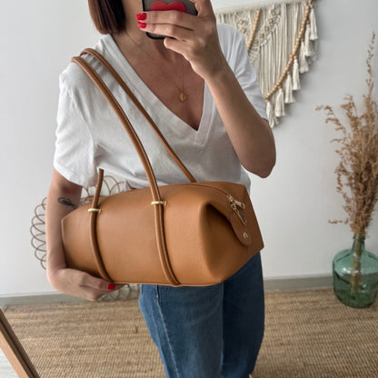 Bolso bowling de piel camel