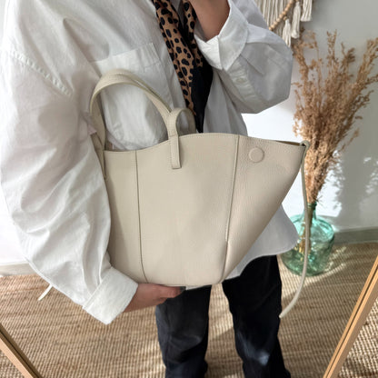 Bolso tote beige piel