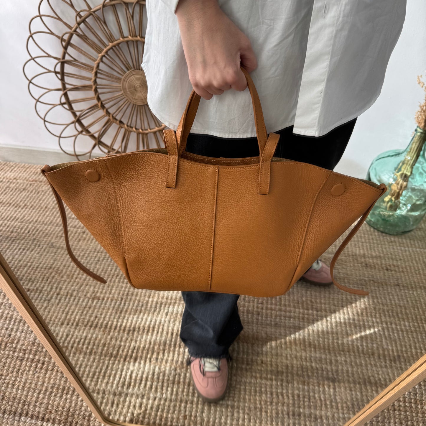 Bolso tote camel piel