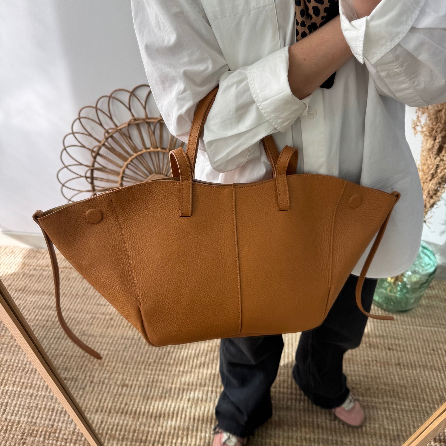 Bolso tote camel piel