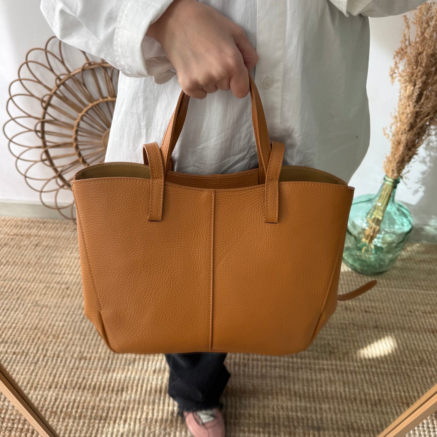 Bolso tote camel piel