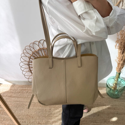 Bolso tote taupe piel