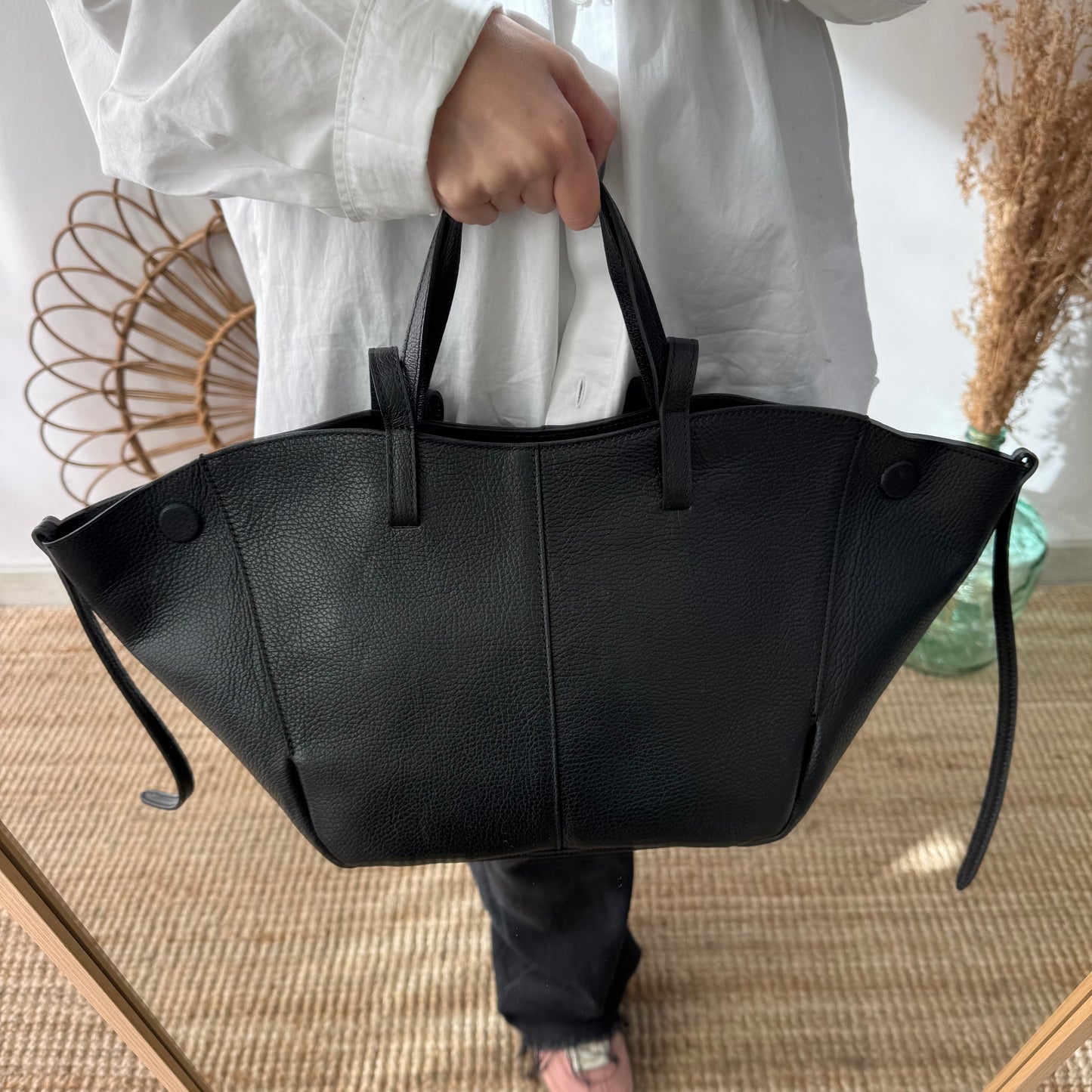 Bolso tote negro piel