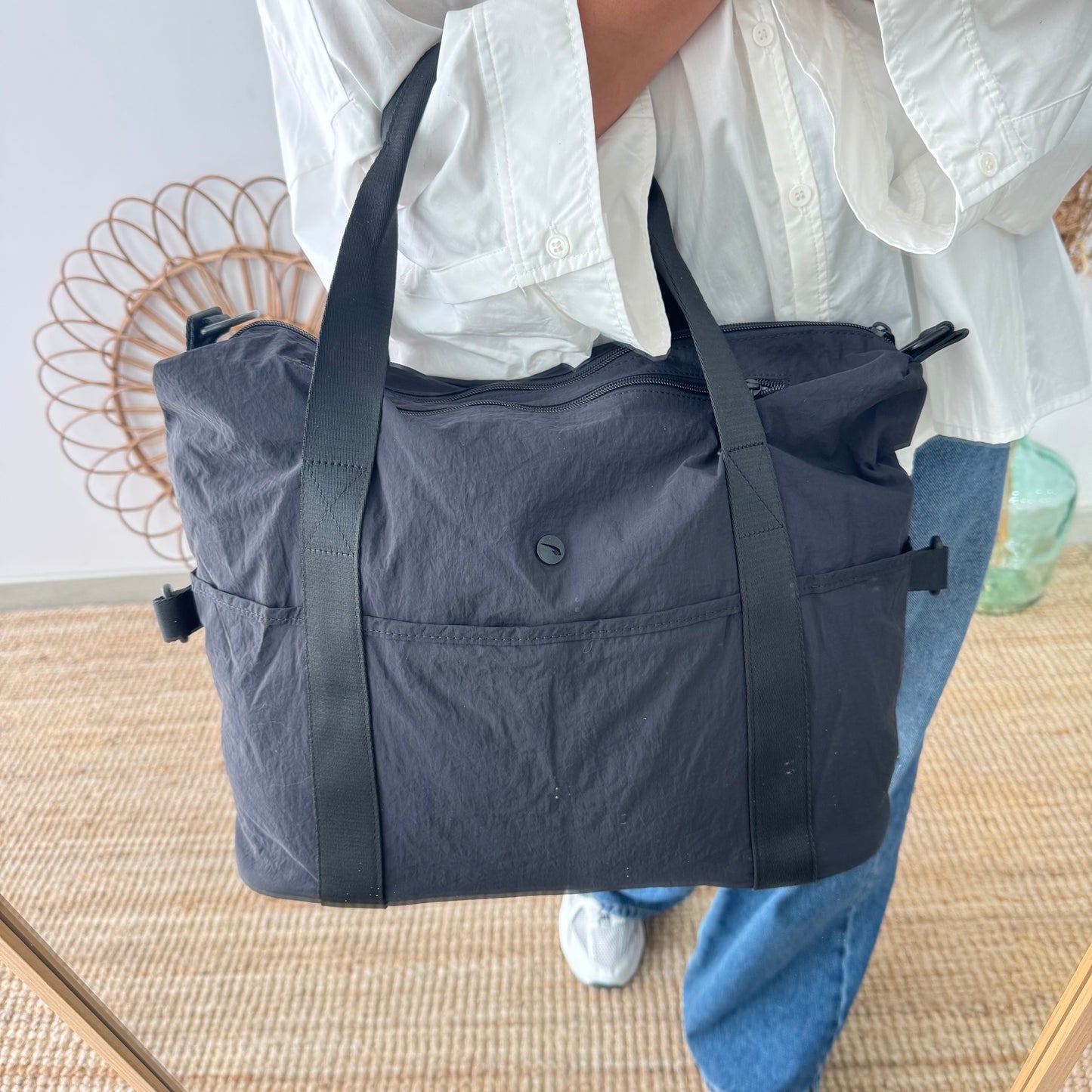 Bolso nylon multibolsillos negro