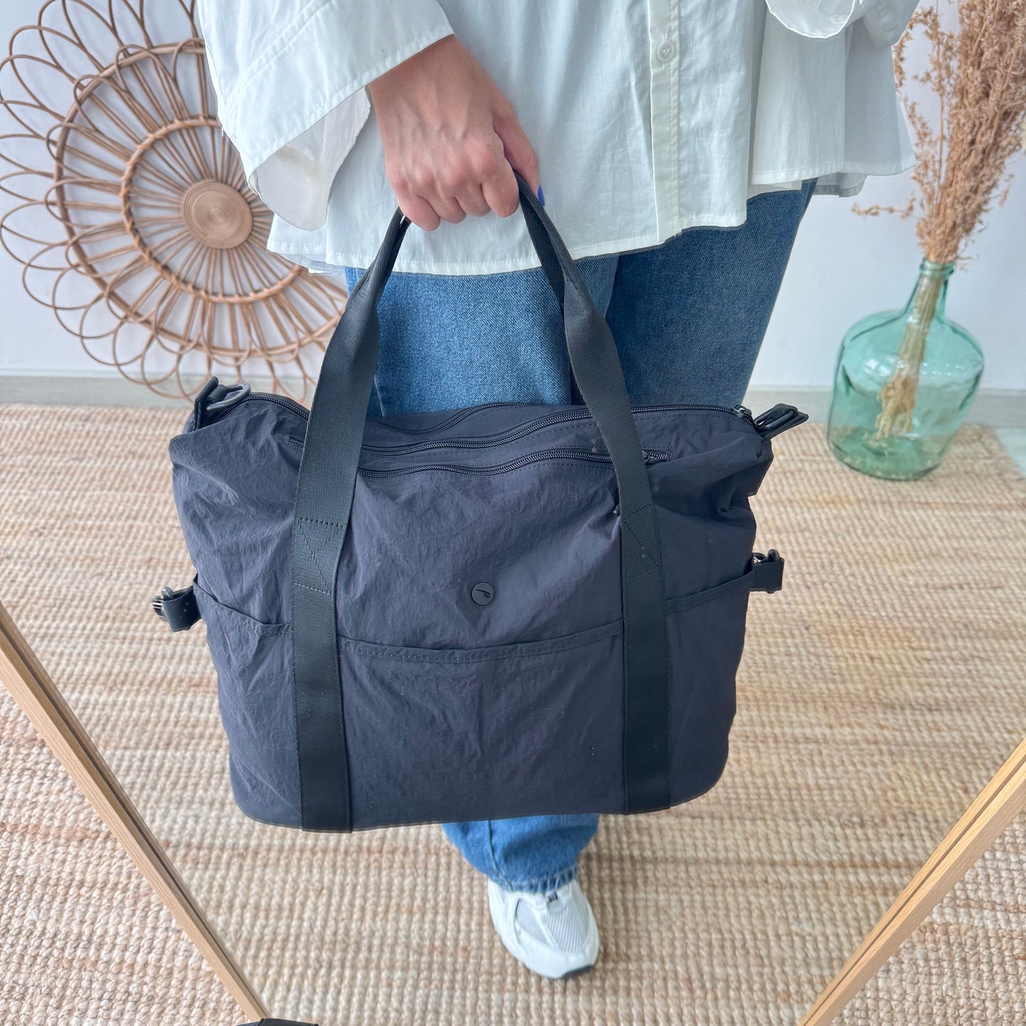 Bolso nylon multibolsillos negro