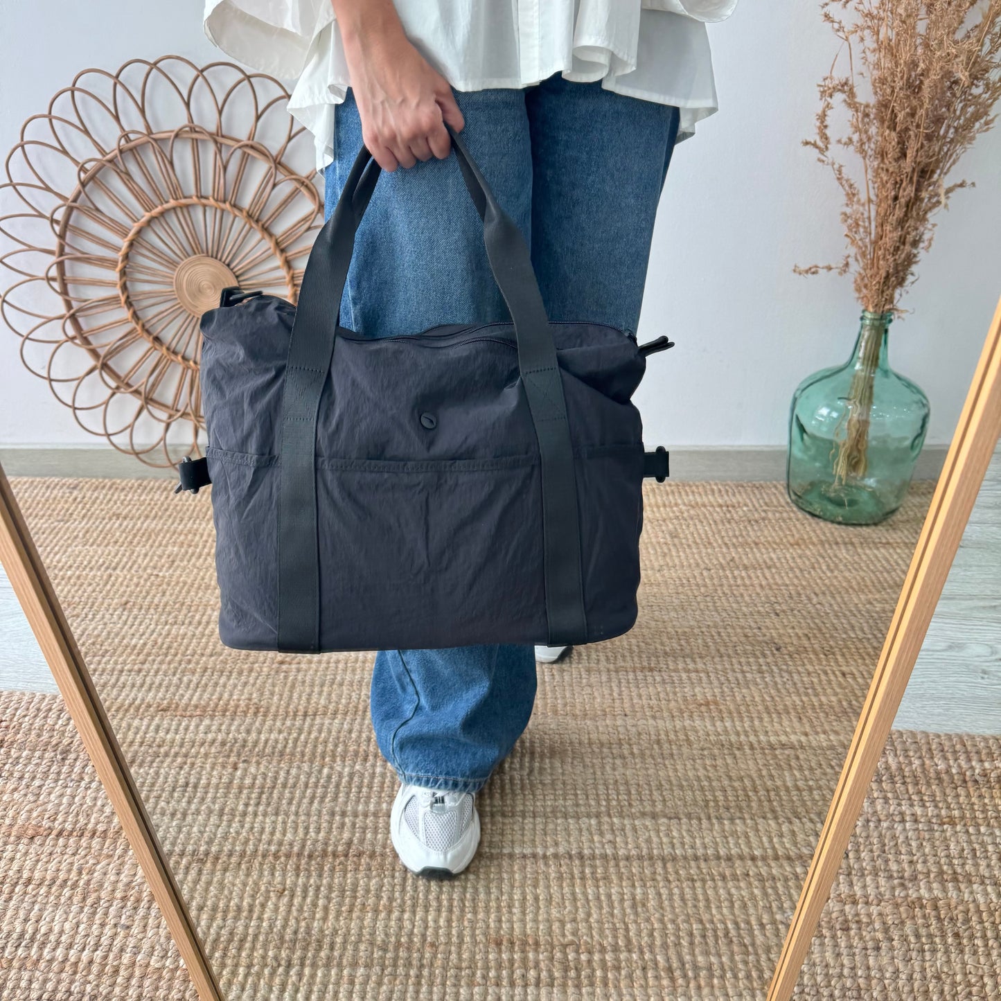 Bolso nylon multibolsillos negro