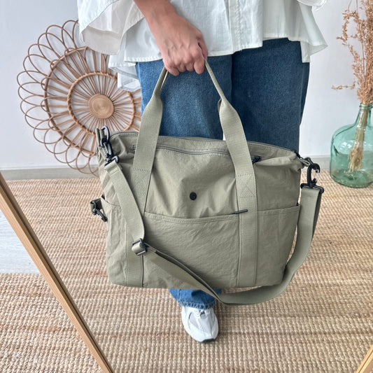 Bolso nylon multibolsillos caqui