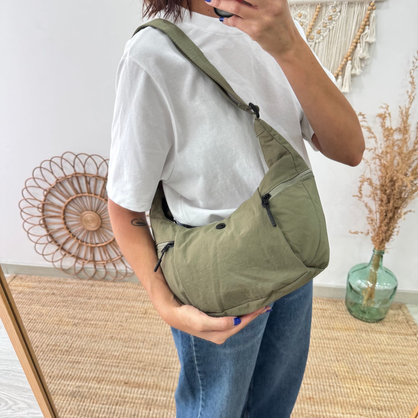 Bandolera nylon caqui