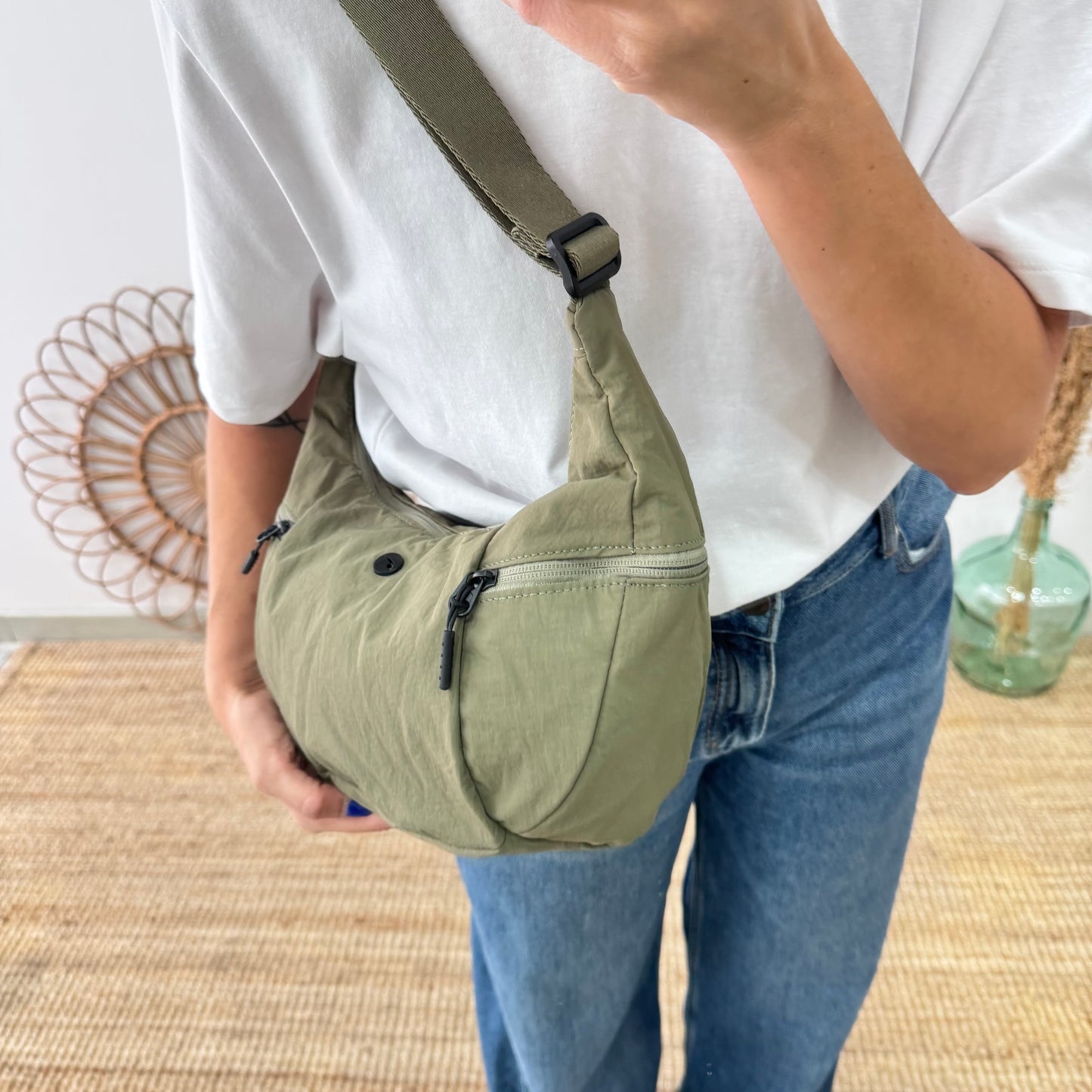Bandolera nylon caqui