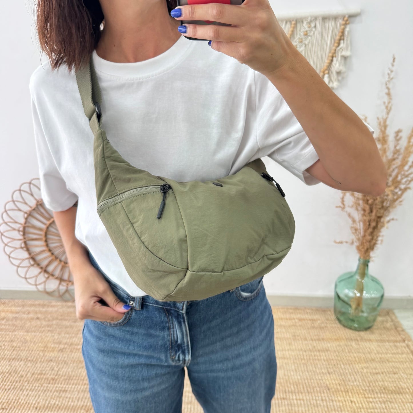 Bandolera nylon caqui