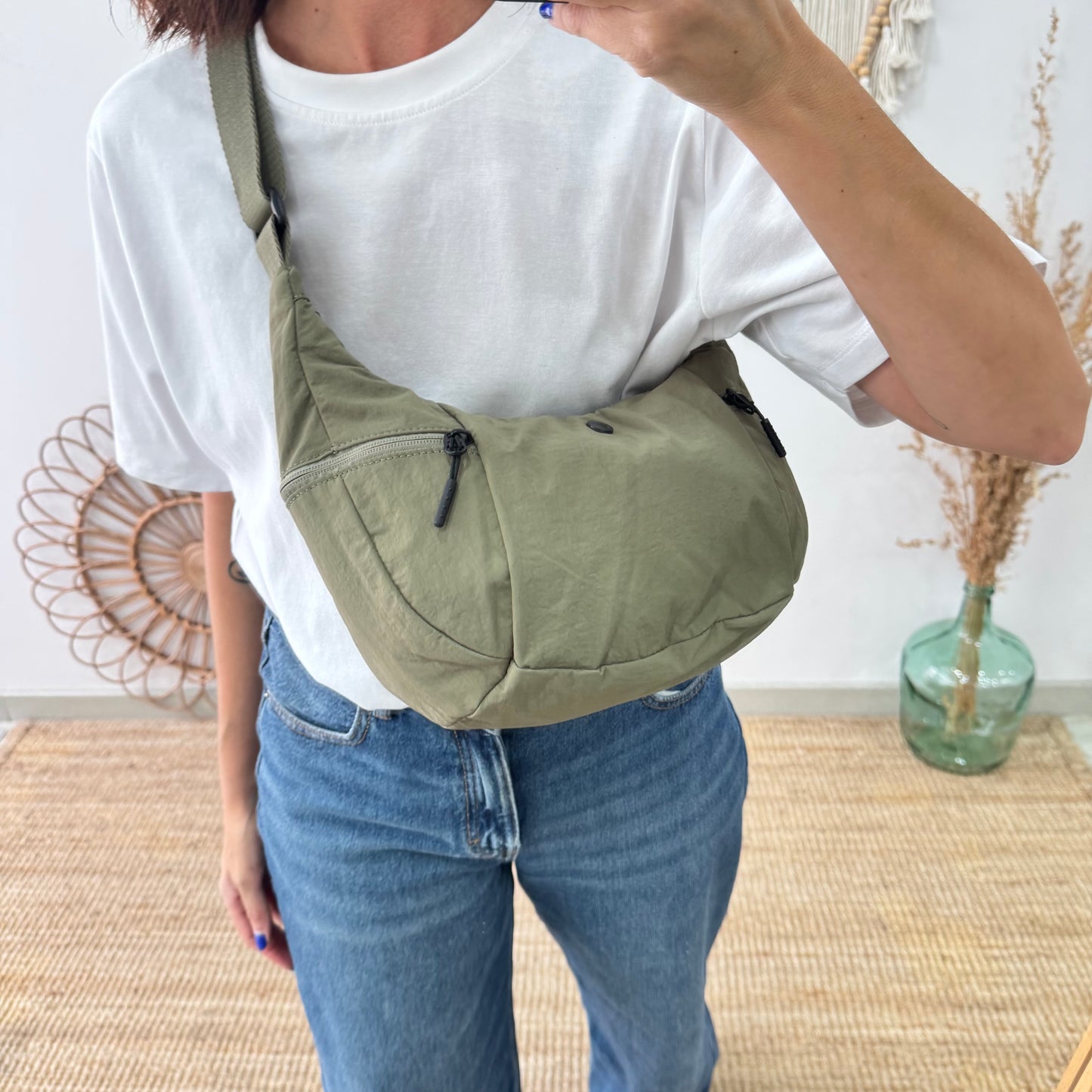 Bandolera nylon caqui