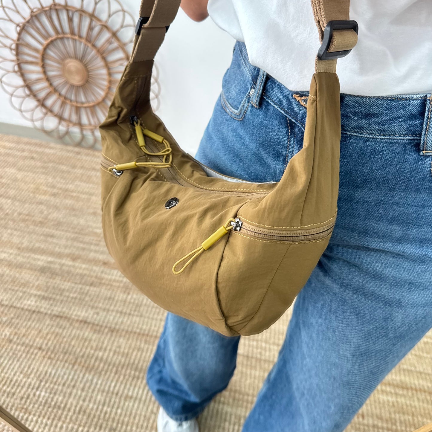 Bandolera nylon camel