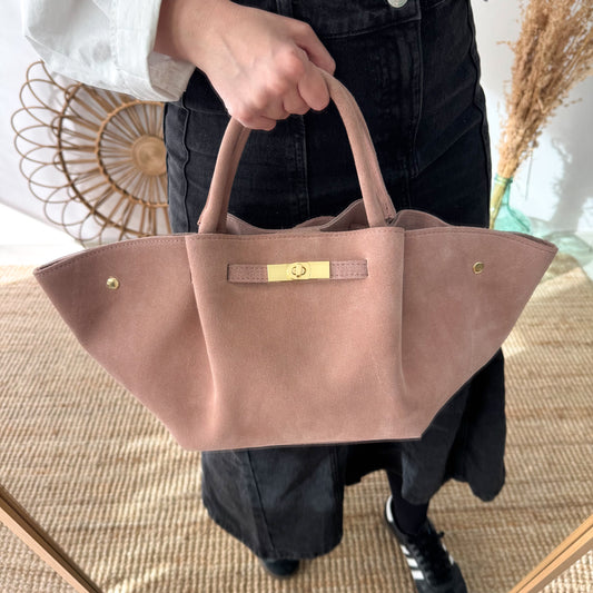 Bolso tote cierre serraje rosa