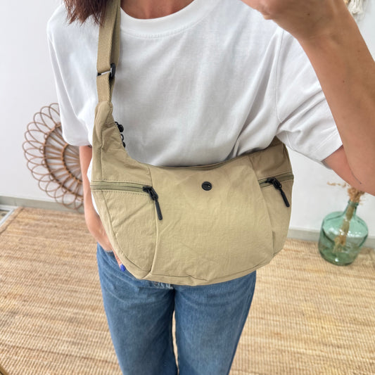 Bandolera nylon beige