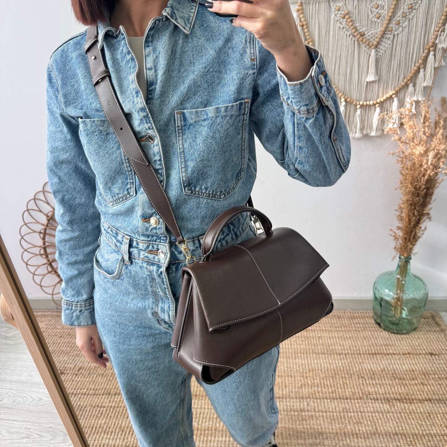 Bolso satchel marrón