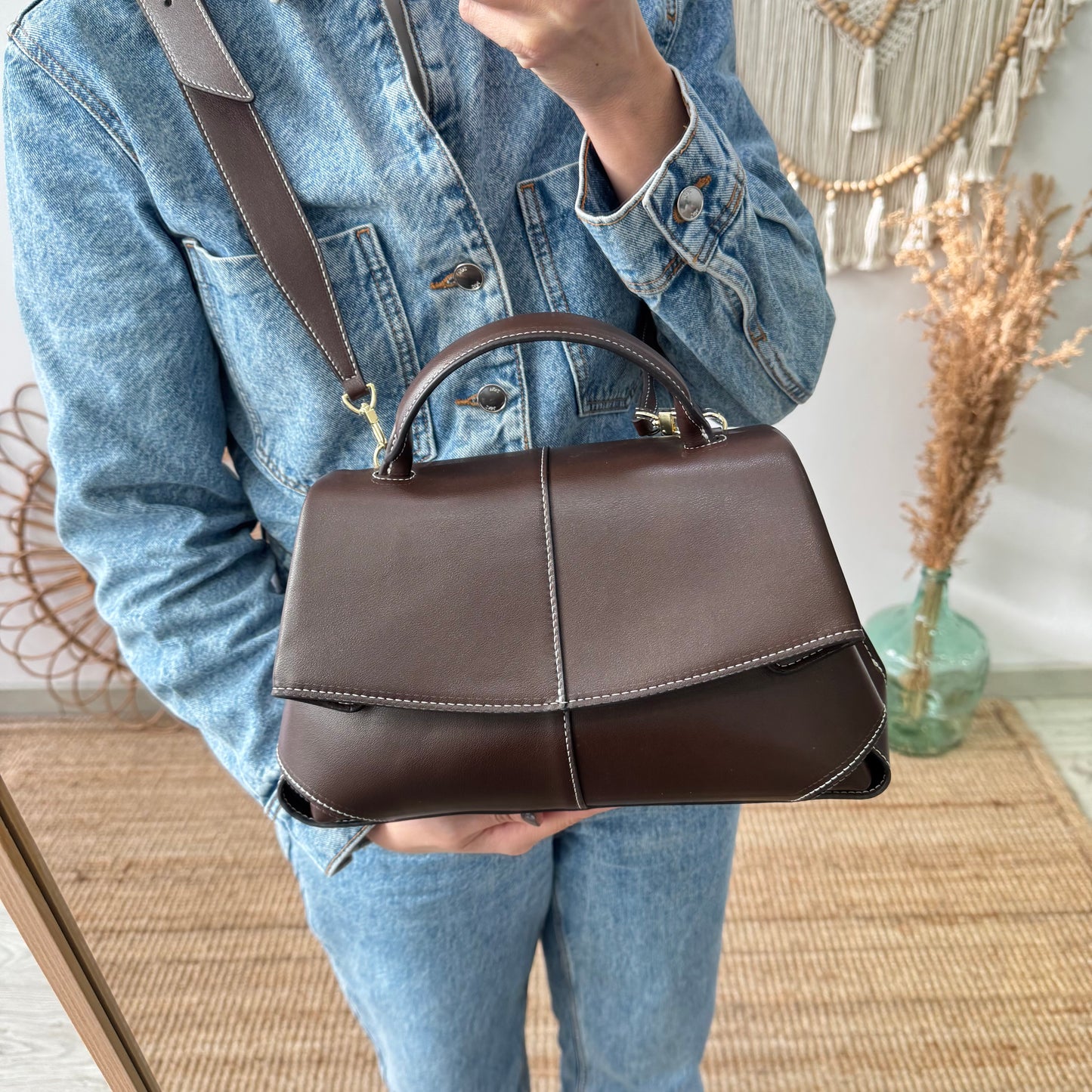 Bolso satchel marrón