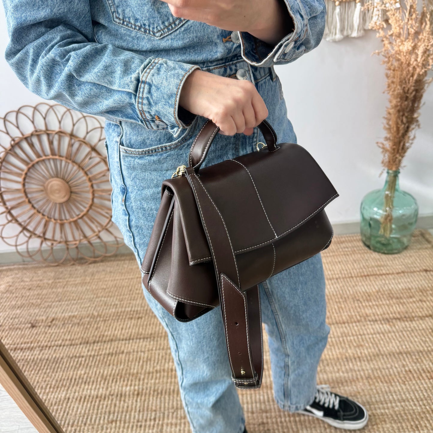 Bolso satchel marrón