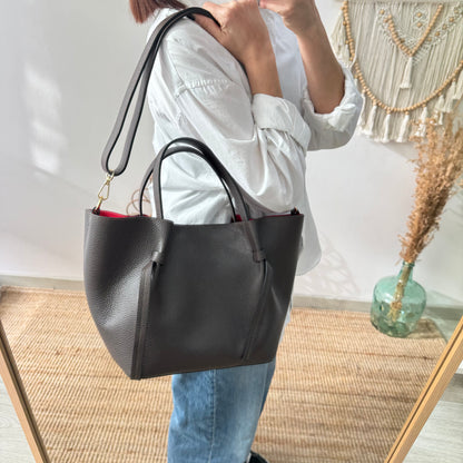 Bolso piel lazos marrón