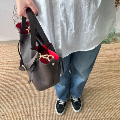 Bolso piel lazos marrón