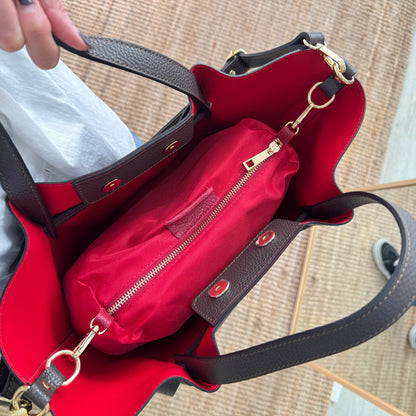 Bolso piel lazos marrón