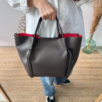 Bolso piel lazos marrón