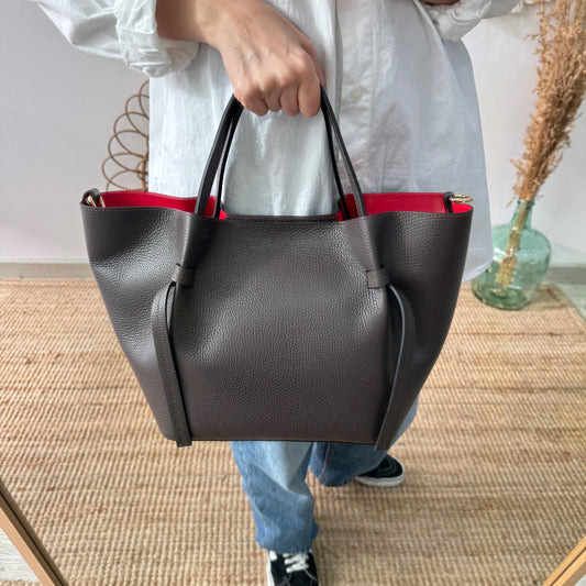 Bolso piel lazos marrón