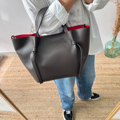 Bolso piel lazos marrón