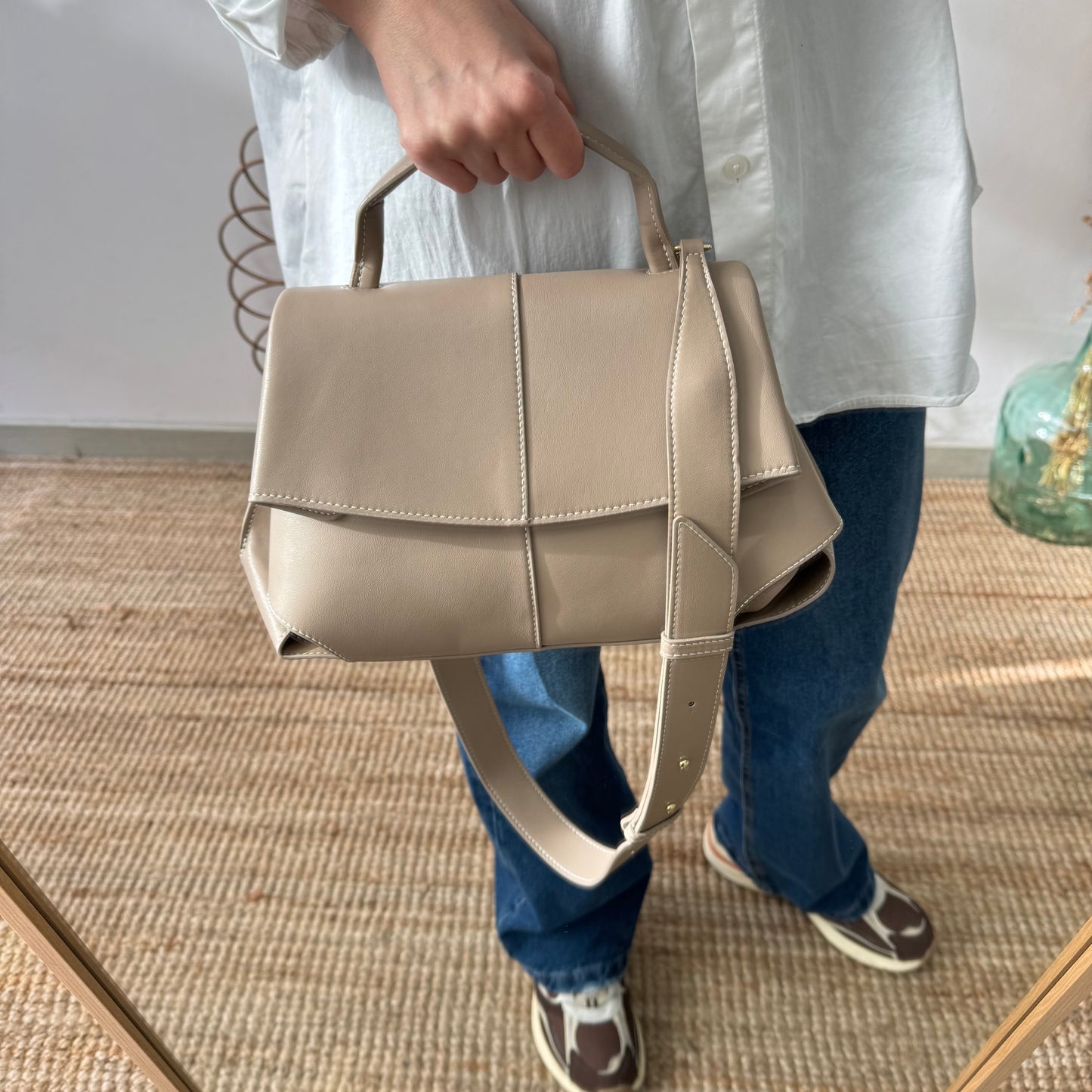 Bolso satchel taupe