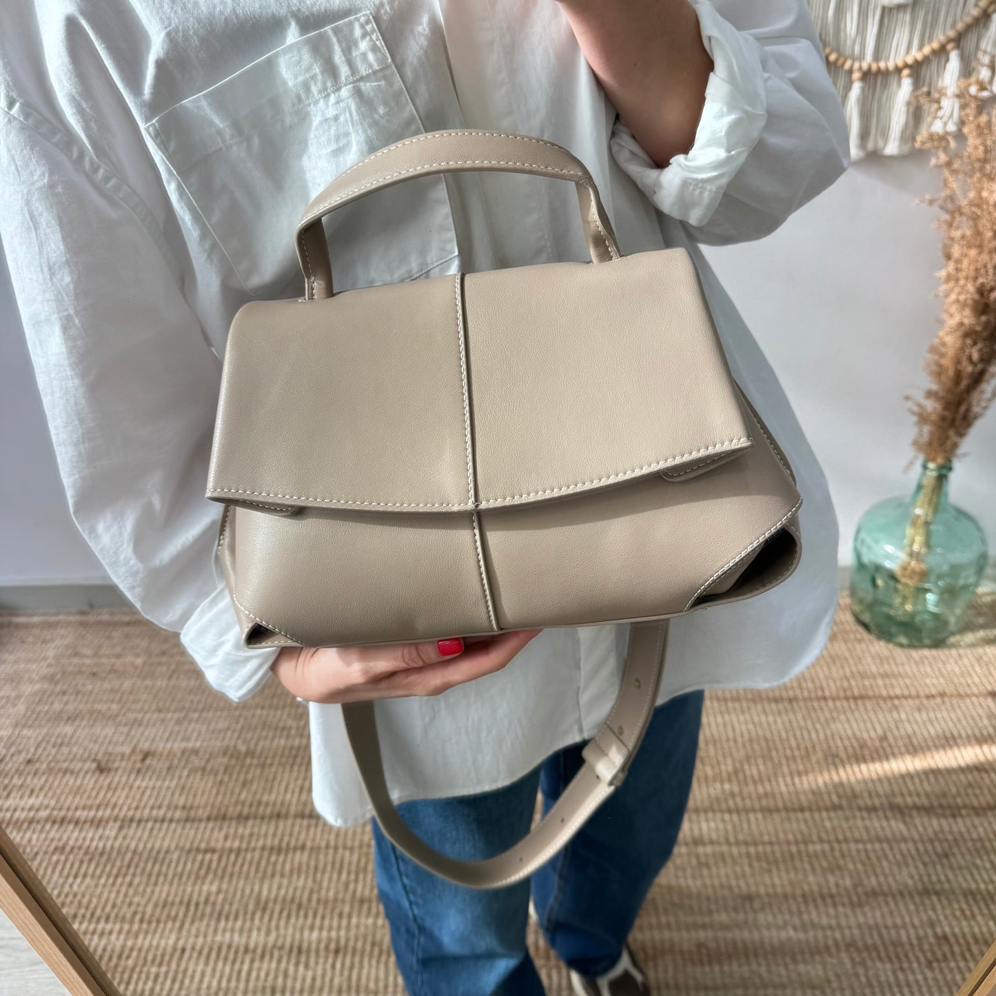 Bolso satchel taupe