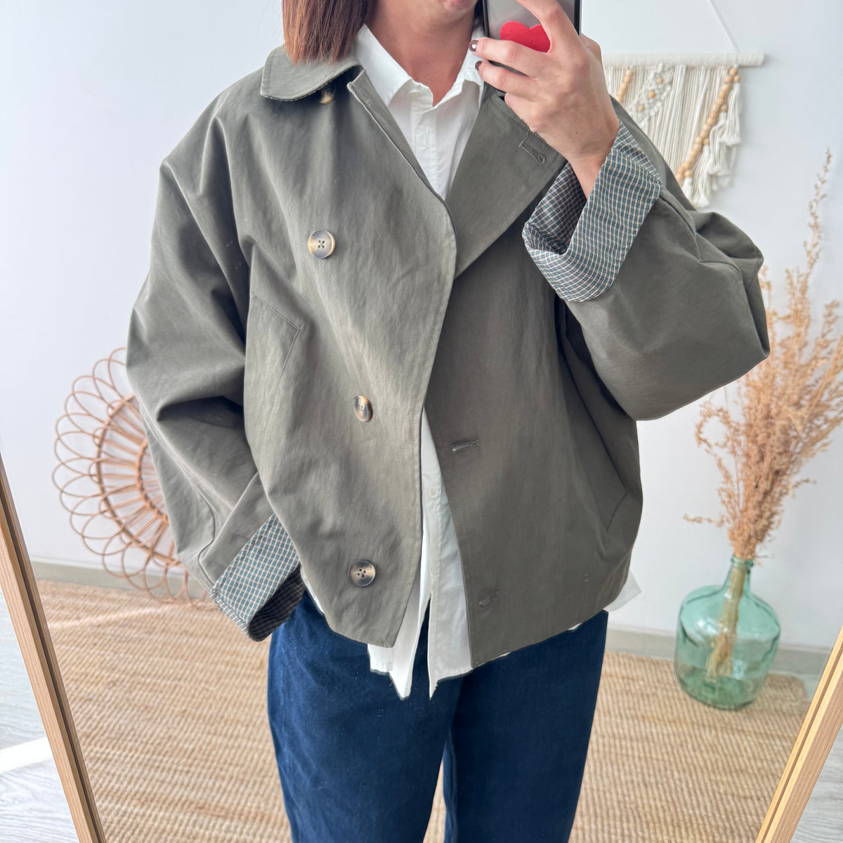 Chaqueta tipo gabardina caqui