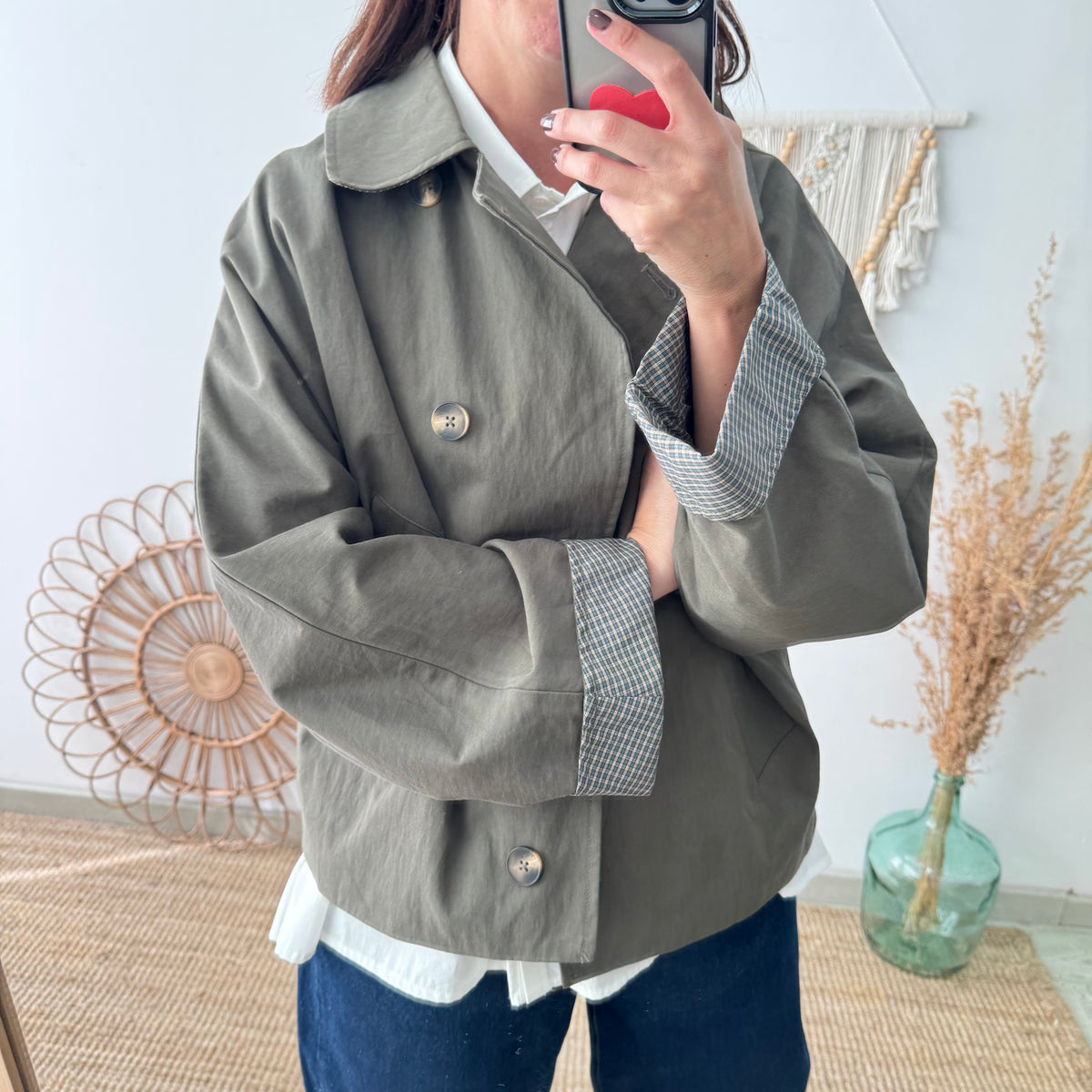 Chaqueta tipo gabardina caqui