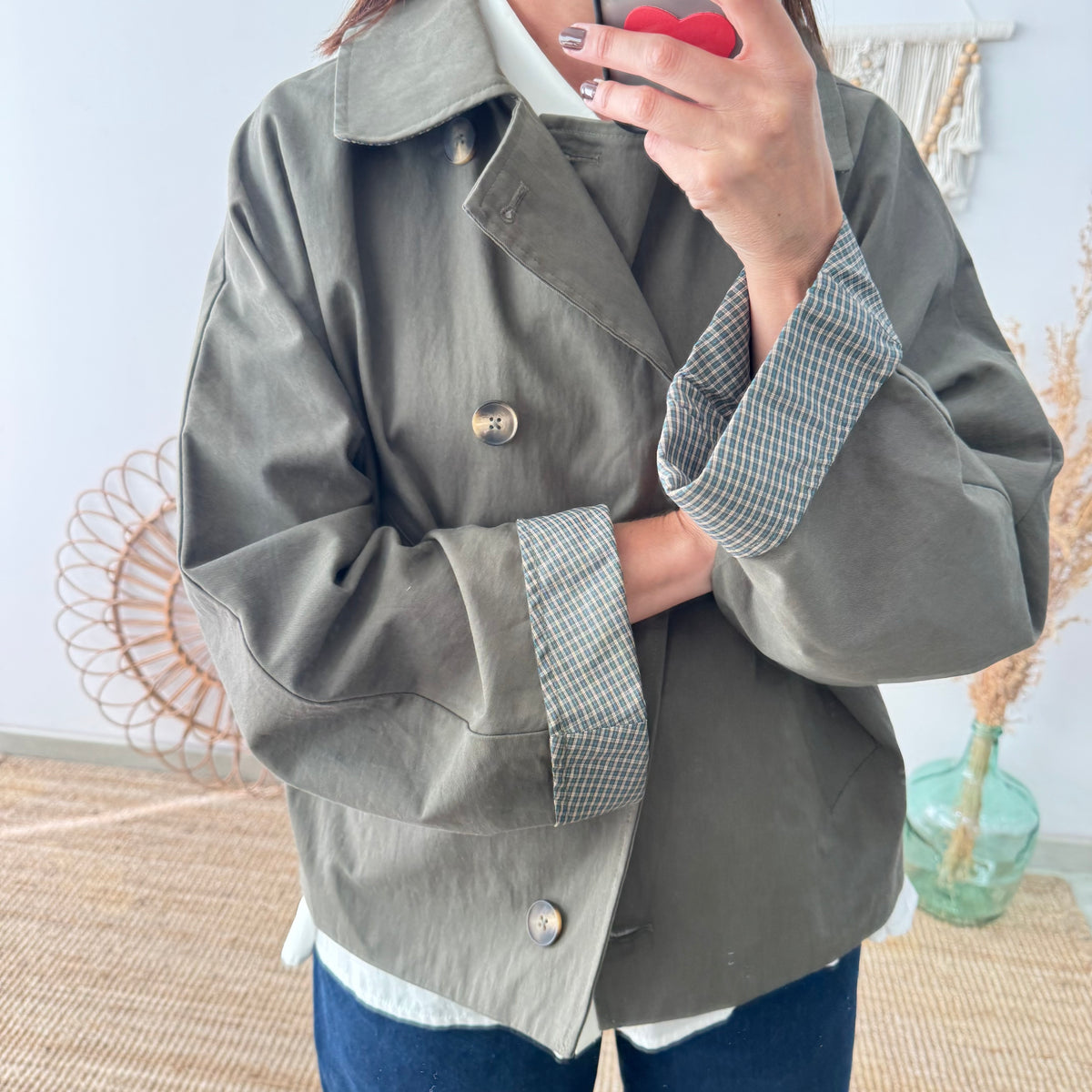Chaqueta tipo gabardina caqui