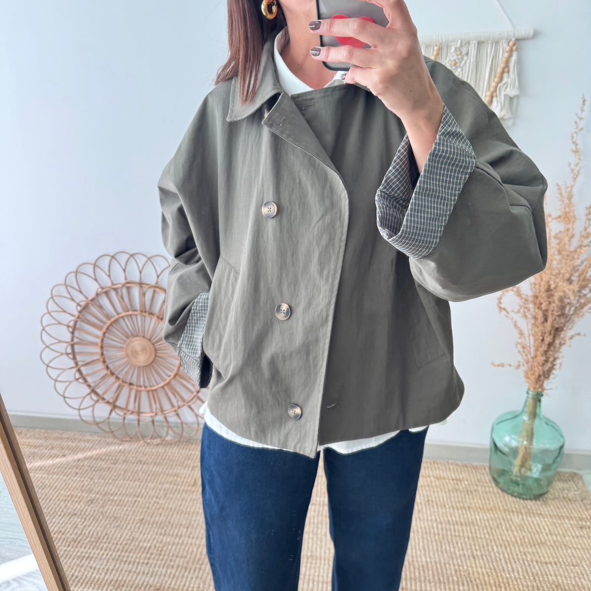 Chaqueta tipo gabardina caqui