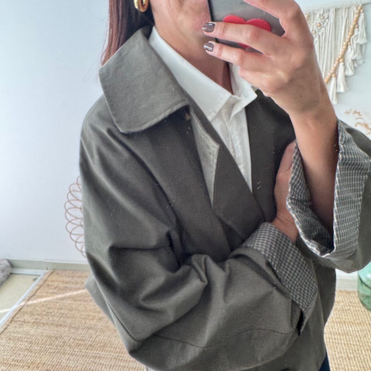 Chaqueta tipo gabardina caqui