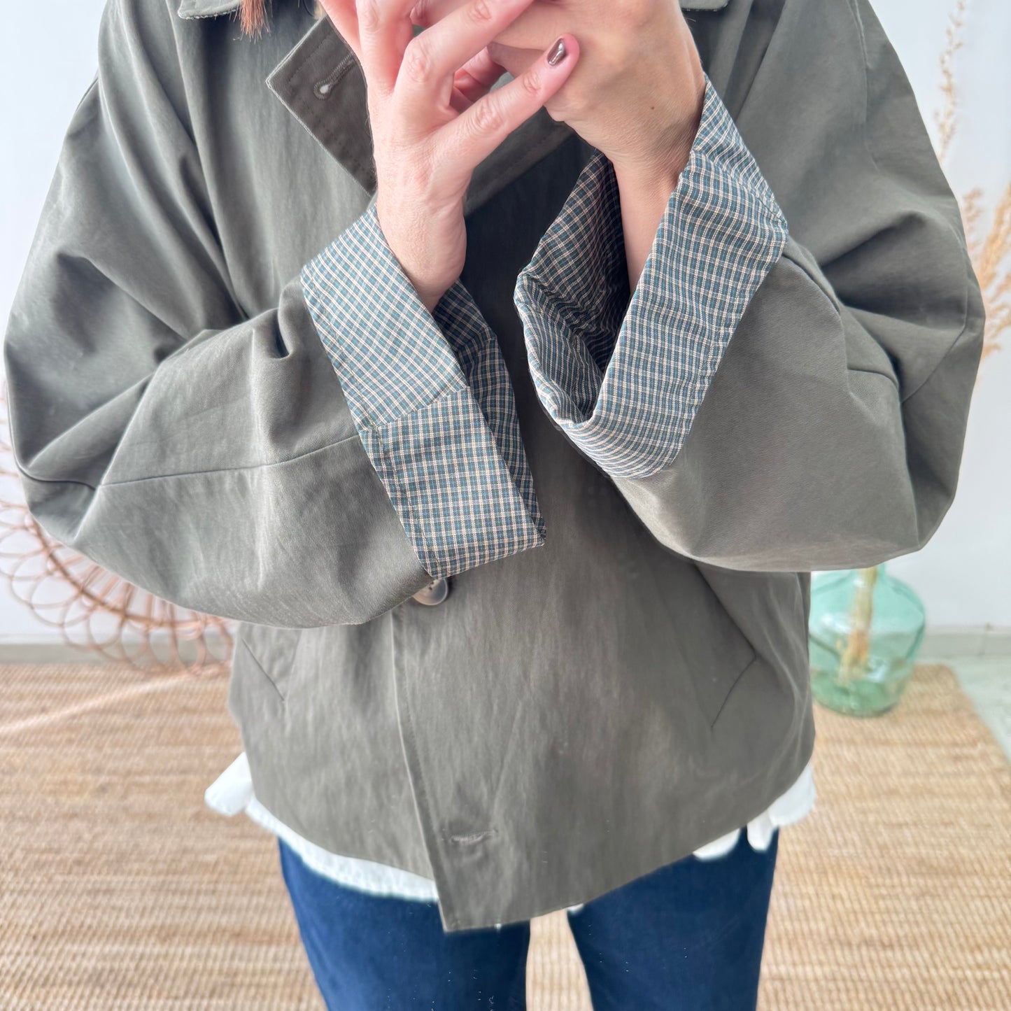 Chaqueta tipo gabardina caqui