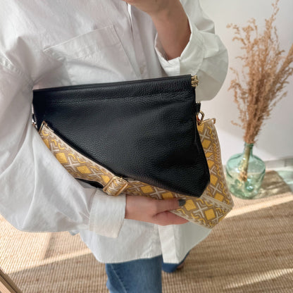 Bandolera piel negro cierre boquilla