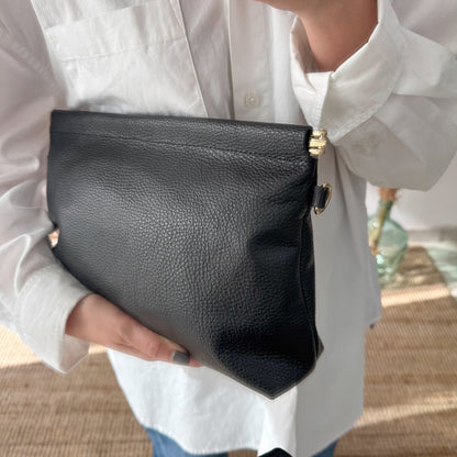 Bandolera piel negro cierre boquilla