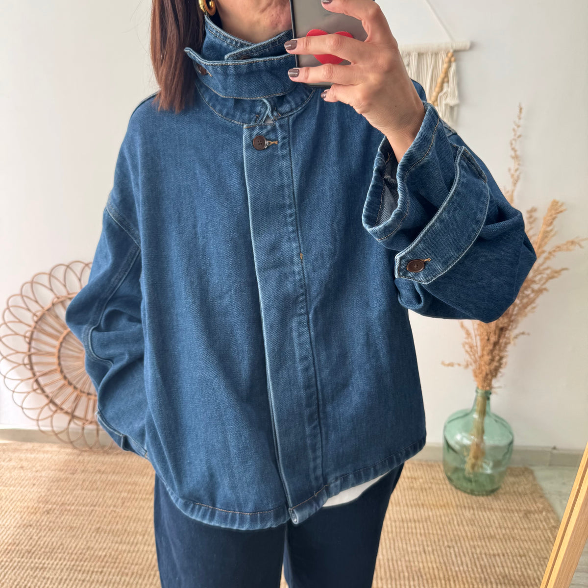 Chaqueta denim cuello chimenea
