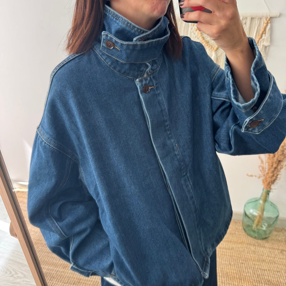 Chaqueta denim cuello chimenea