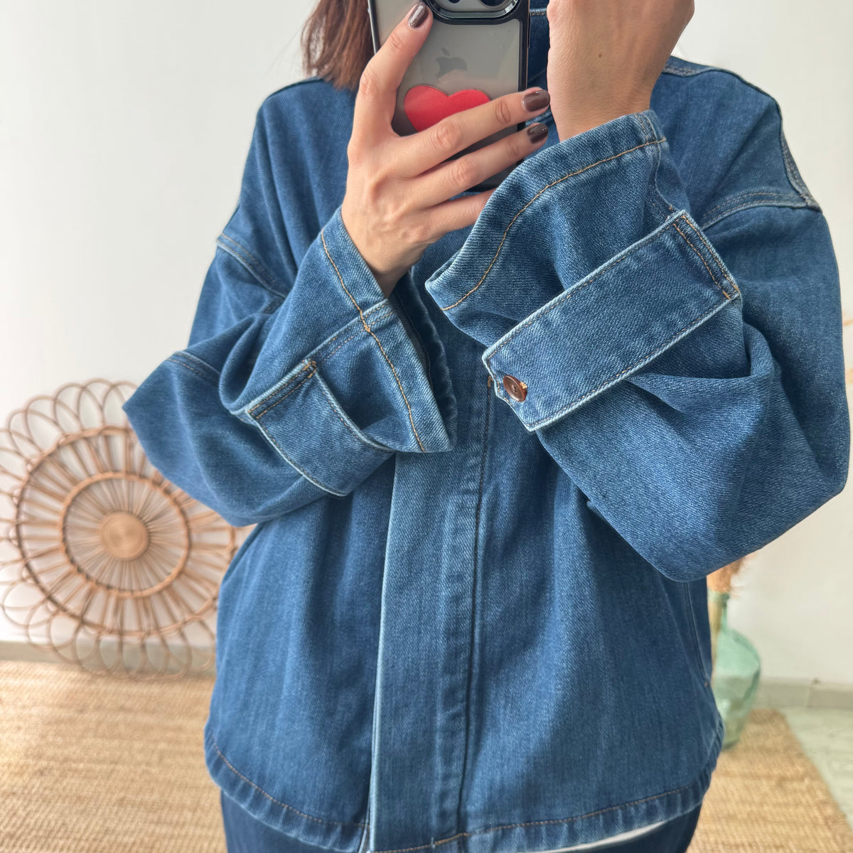 Chaqueta denim cuello chimenea