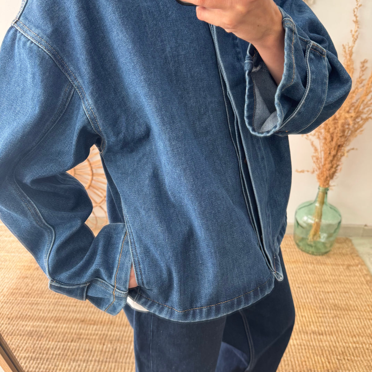 Chaqueta denim cuello chimenea