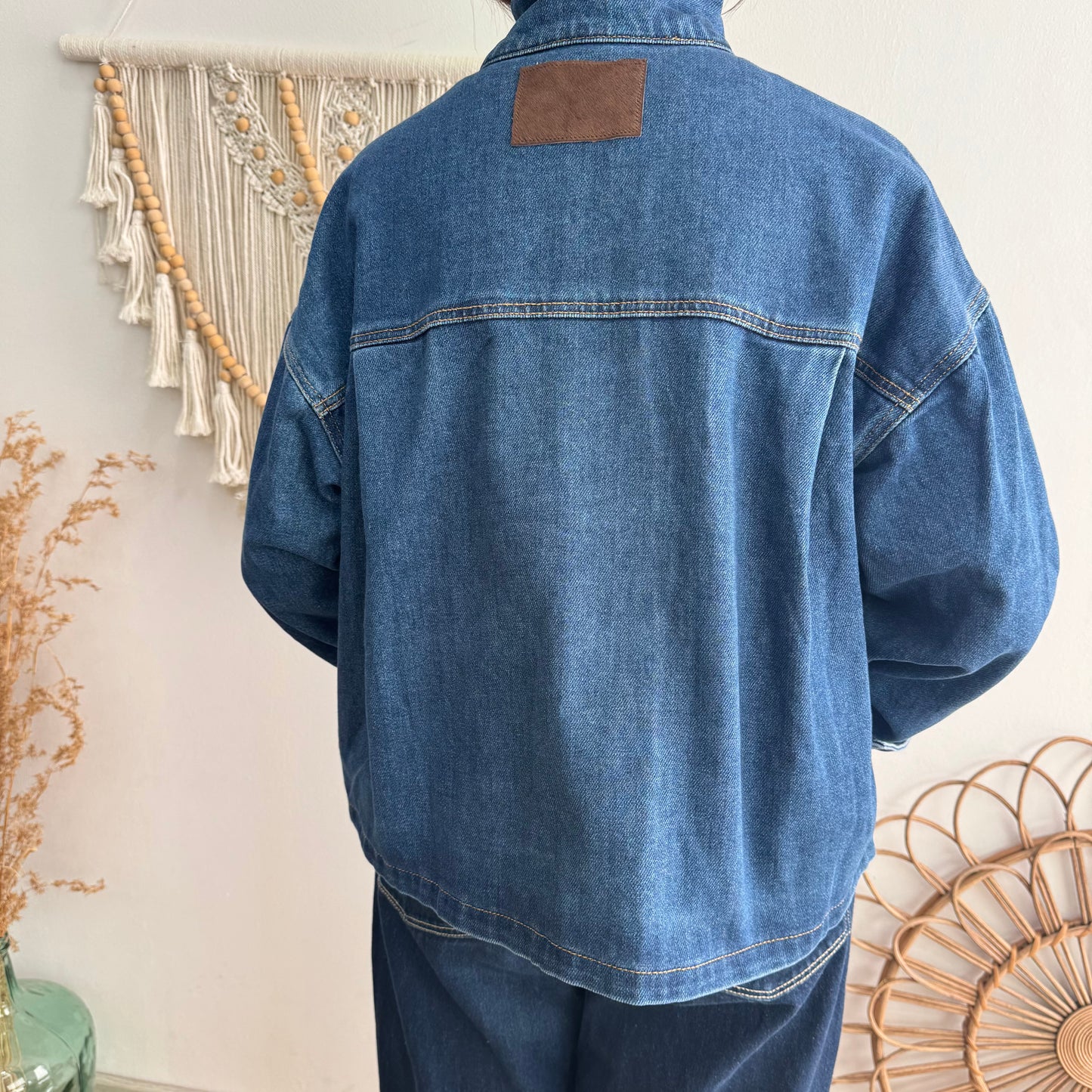 Chaqueta denim cuello chimenea