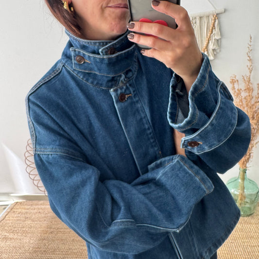 Chaqueta denim cuello chimenea
