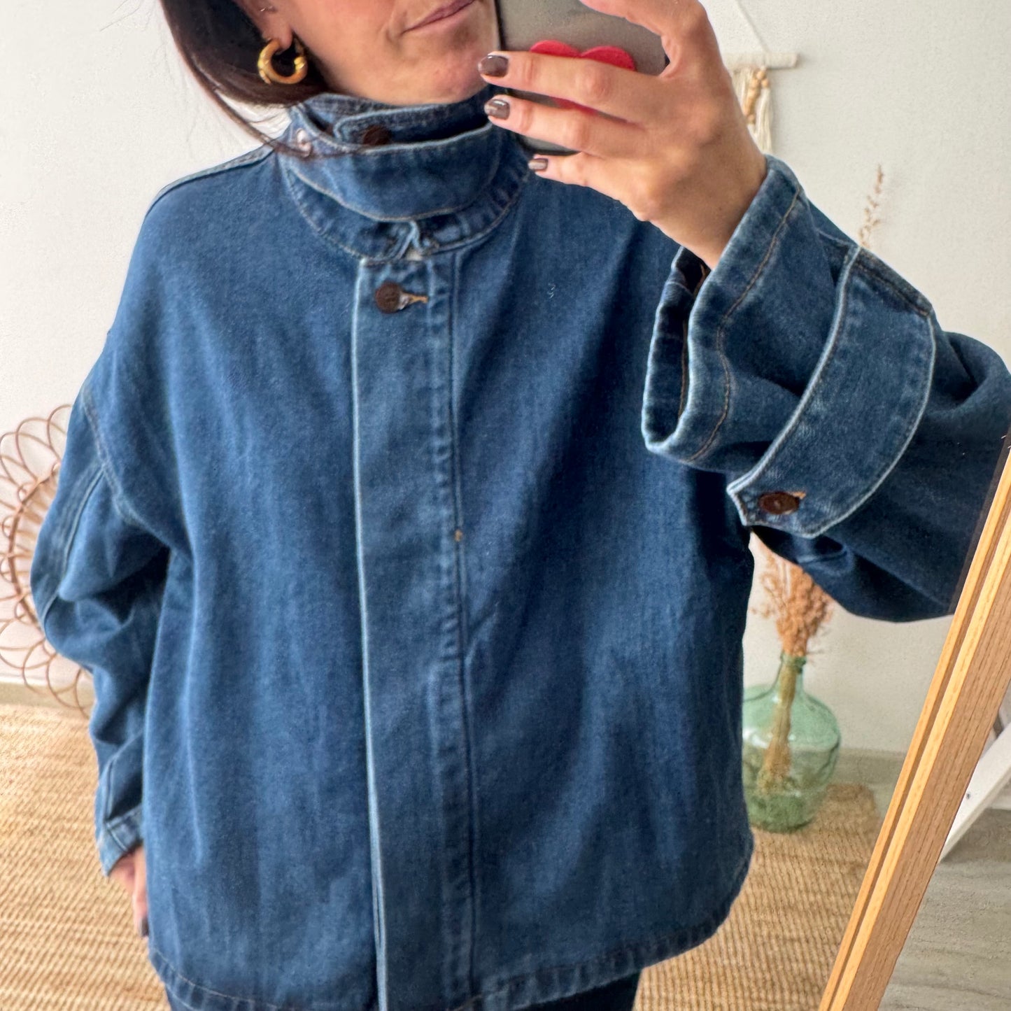 Chaqueta denim cuello chimenea