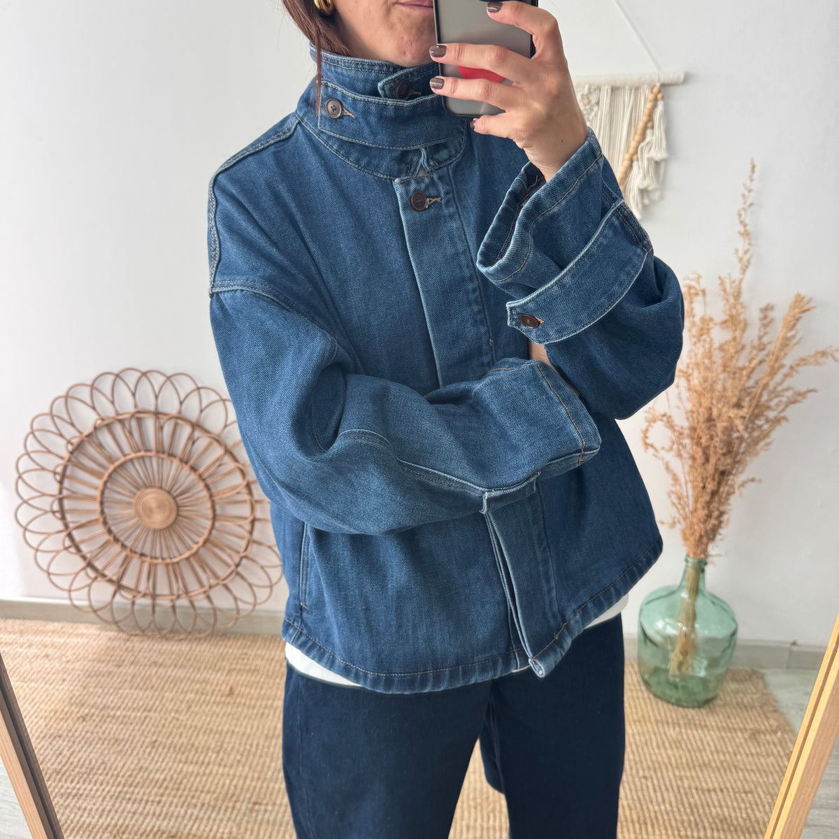 Chaqueta denim cuello chimenea