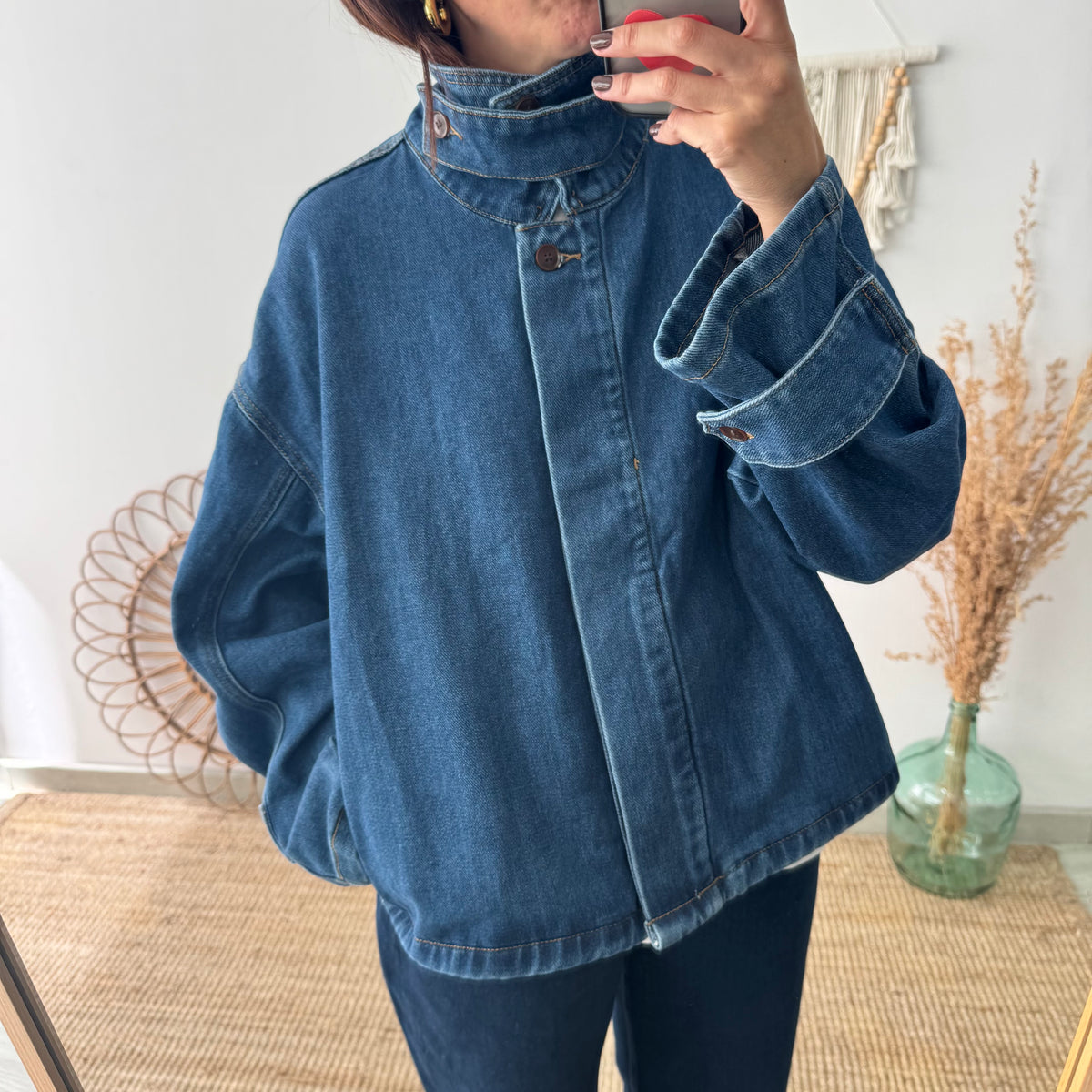 Chaqueta denim cuello chimenea